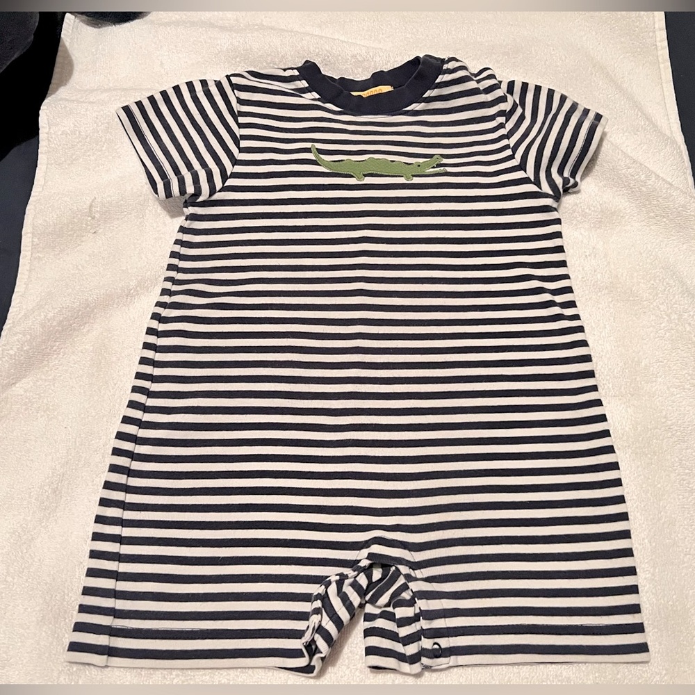 Gymboree Striped Baby Romper with Crocodile Design size 18-24 mths
